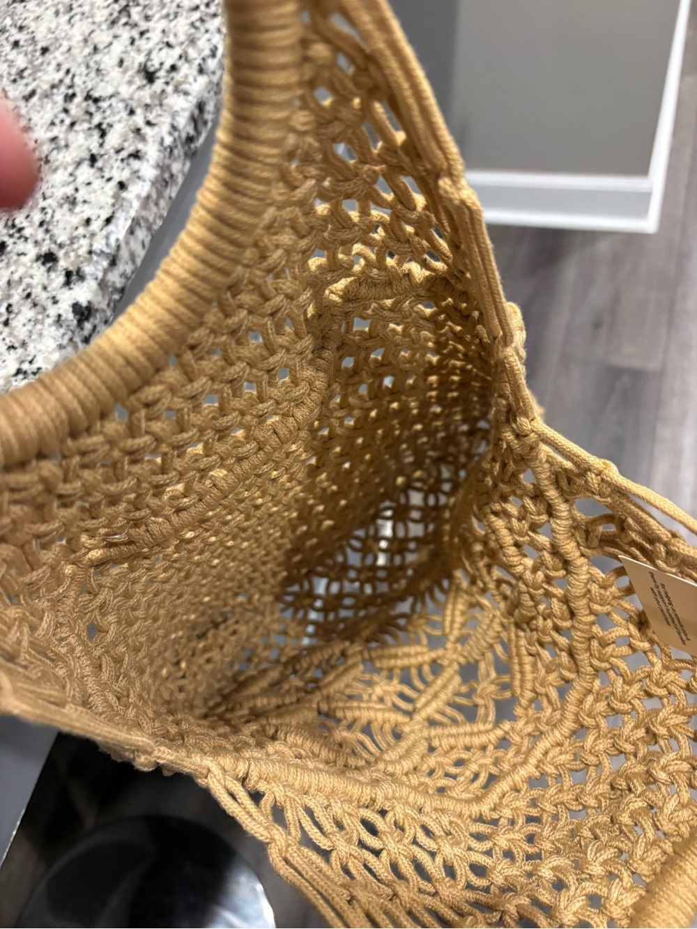 Rag & Co Woven Macramé Tote in Tan - Picture 5 of 7